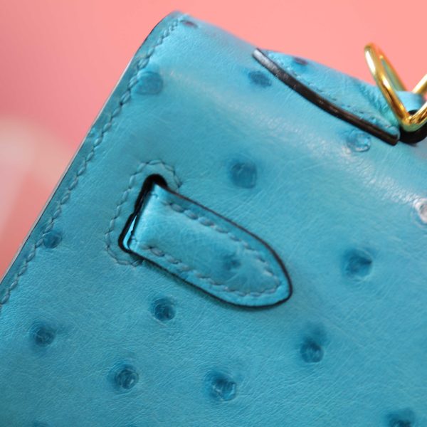 Kelly 25 Crystal Blue Ostrich GHW - Image 3