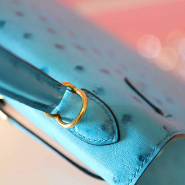 Kelly 25 Crystal Blue Ostrich GHW - Image 2