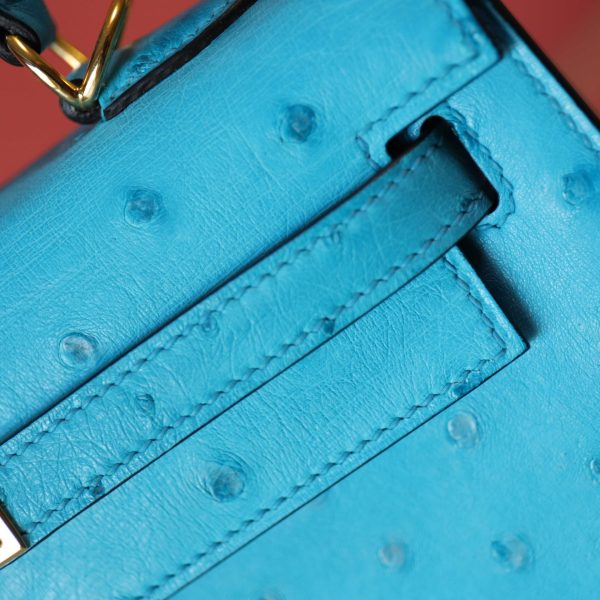 Kelly 25 Crystal Blue Ostrich GHW - Image 5