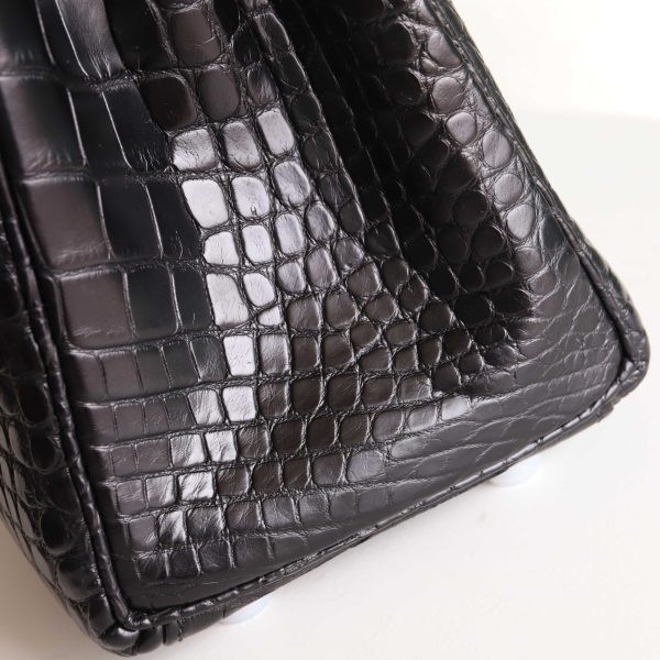 Kelly 25 Noir Matte Alligator PHW - Image 3
