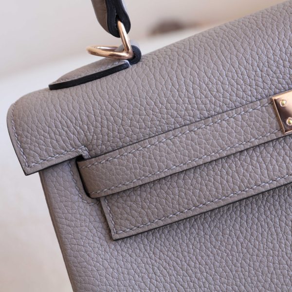 Kelly 25 Gris Asphalt Togo Rose Gold Hardware - Image 2