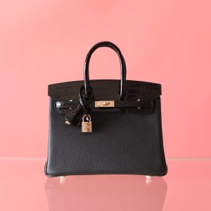 BK25 Touch Noir Shiny Niloticus And Togo Leather Rose Gold Hardware - BK