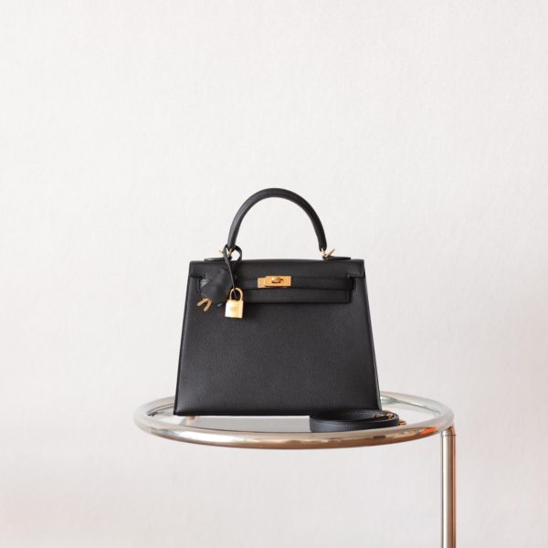 Kelly 25 Noir Epsom GHW