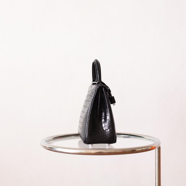 Kelly 25 Noir Matte Alligator PHW - Image 6