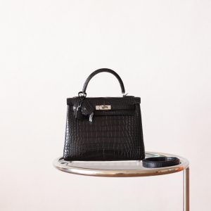 Kelly 25 Noir Matte Alligator PHW