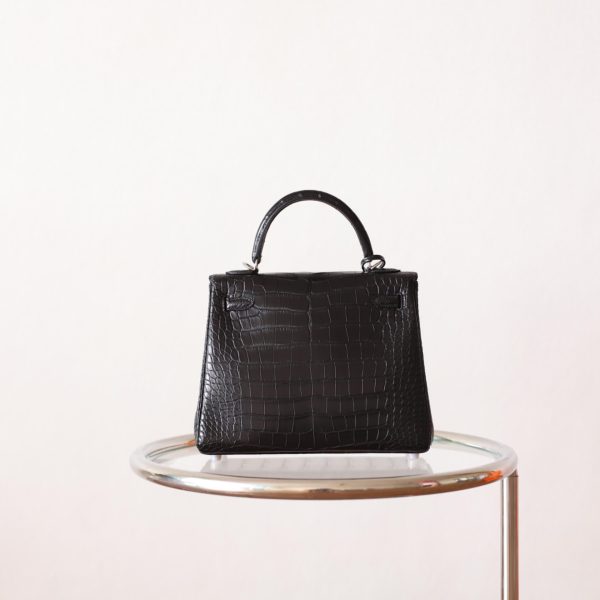 Kelly 25 Noir Matte Alligator PHW - Image 7