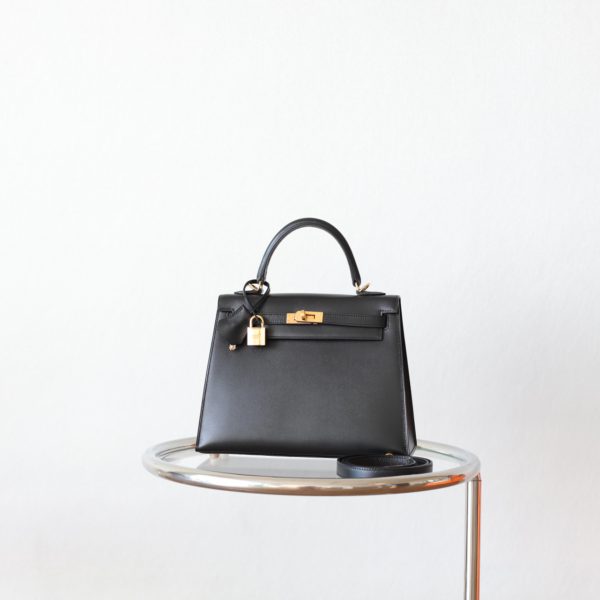 Kelly 25 Noir Box Leather GHW