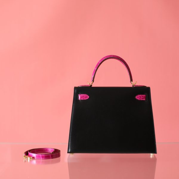 Kelly 28 Black Box Leather And  Rose Sheherazade Niloticus GHW - Image 10