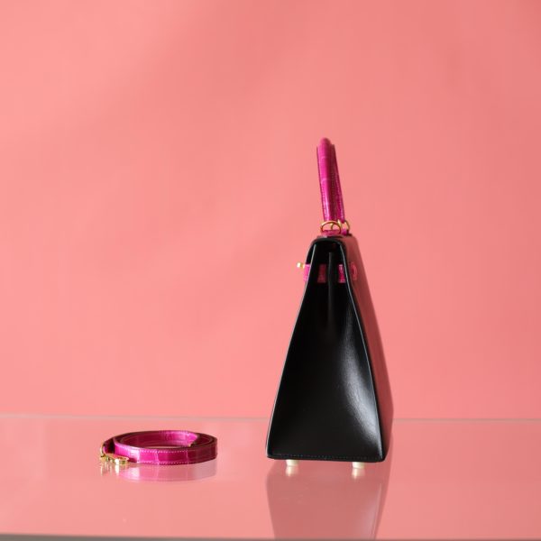 Kelly 28 Black Box Leather And  Rose Sheherazade Niloticus GHW - Image 11
