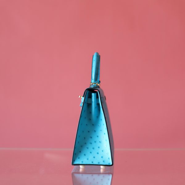 Kelly 25 Crystal Blue Ostrich GHW - Image 11