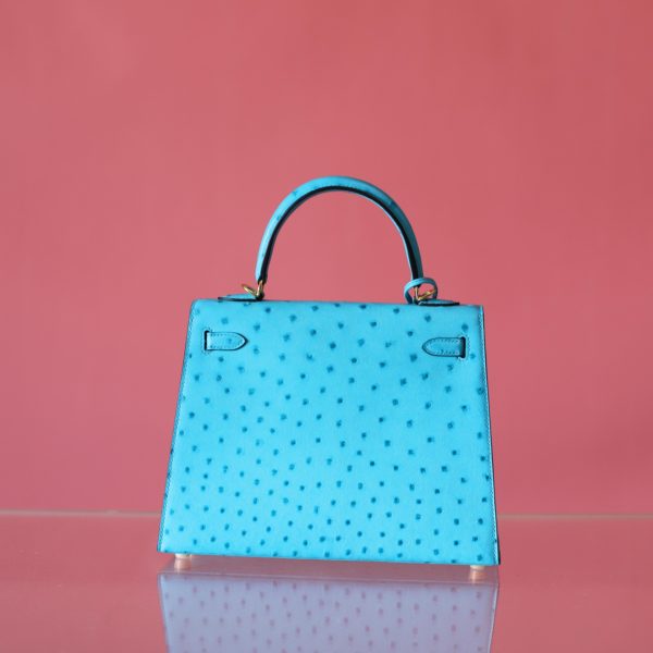 Kelly 25 Crystal Blue Ostrich GHW - Image 12