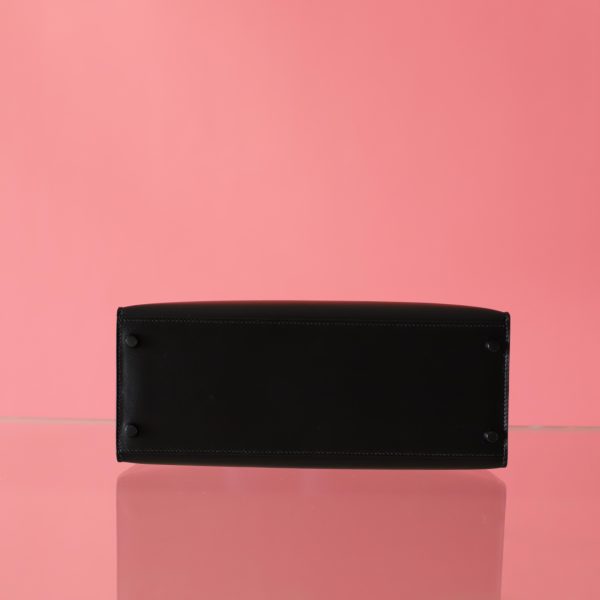 Kelly 28 Black Box Leather Black Hardware - Image 9