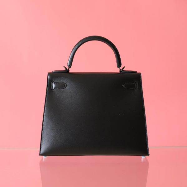 Kelly 28 Black Box Leather Black Hardware - Image 11